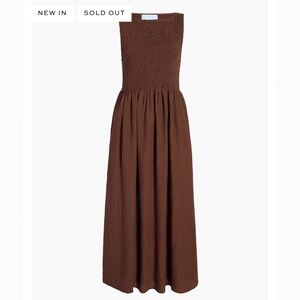 Hillhouse Home Cosima Nap Dress Chocolate Tonal Seersucker Size M